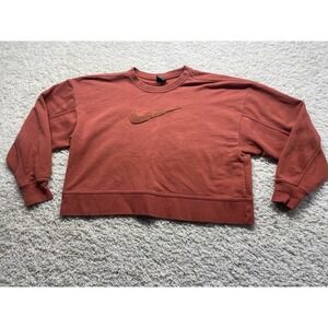 Nike Carpet Style Swoosh Patch Women's Rust Color Cropped Sweatshirt M EUC